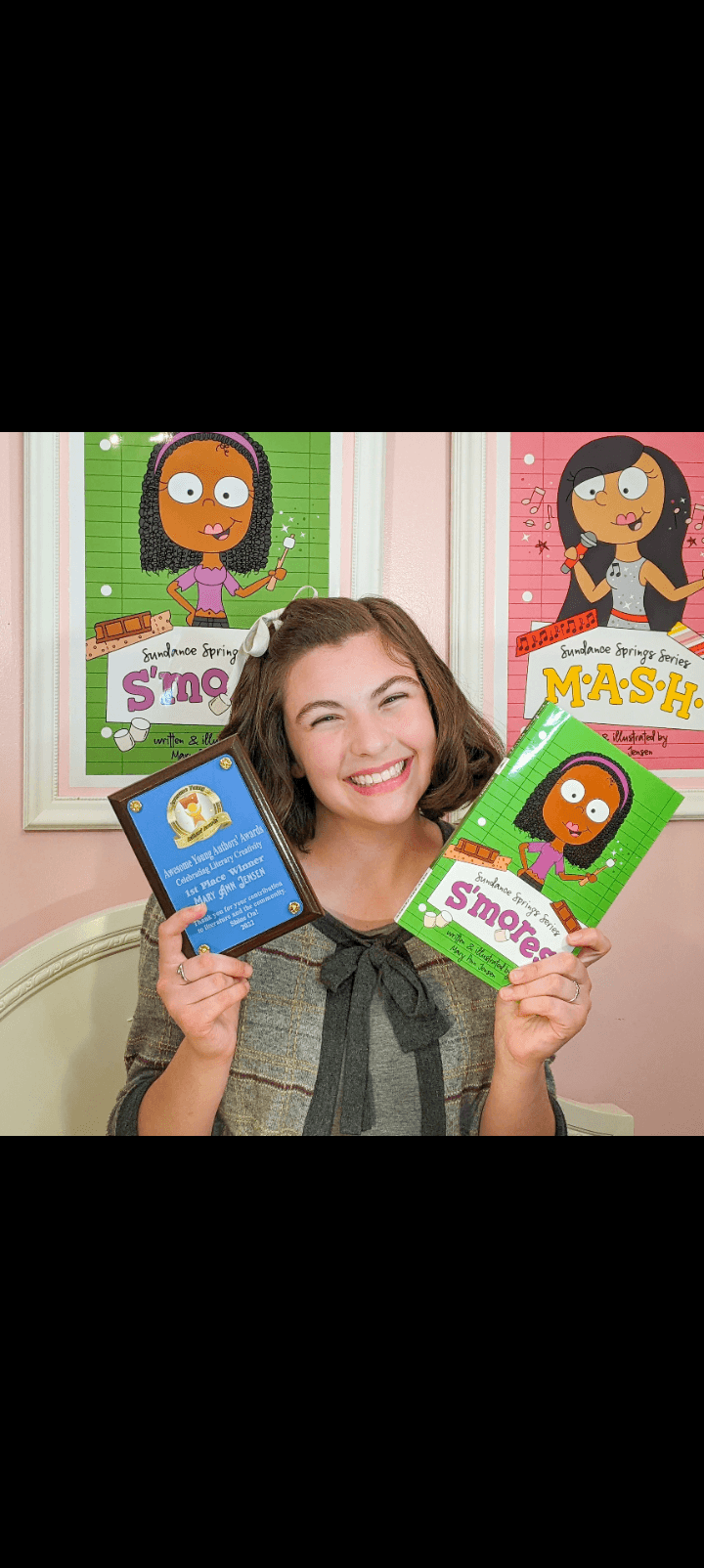 Young authors celebrating at the awards gala